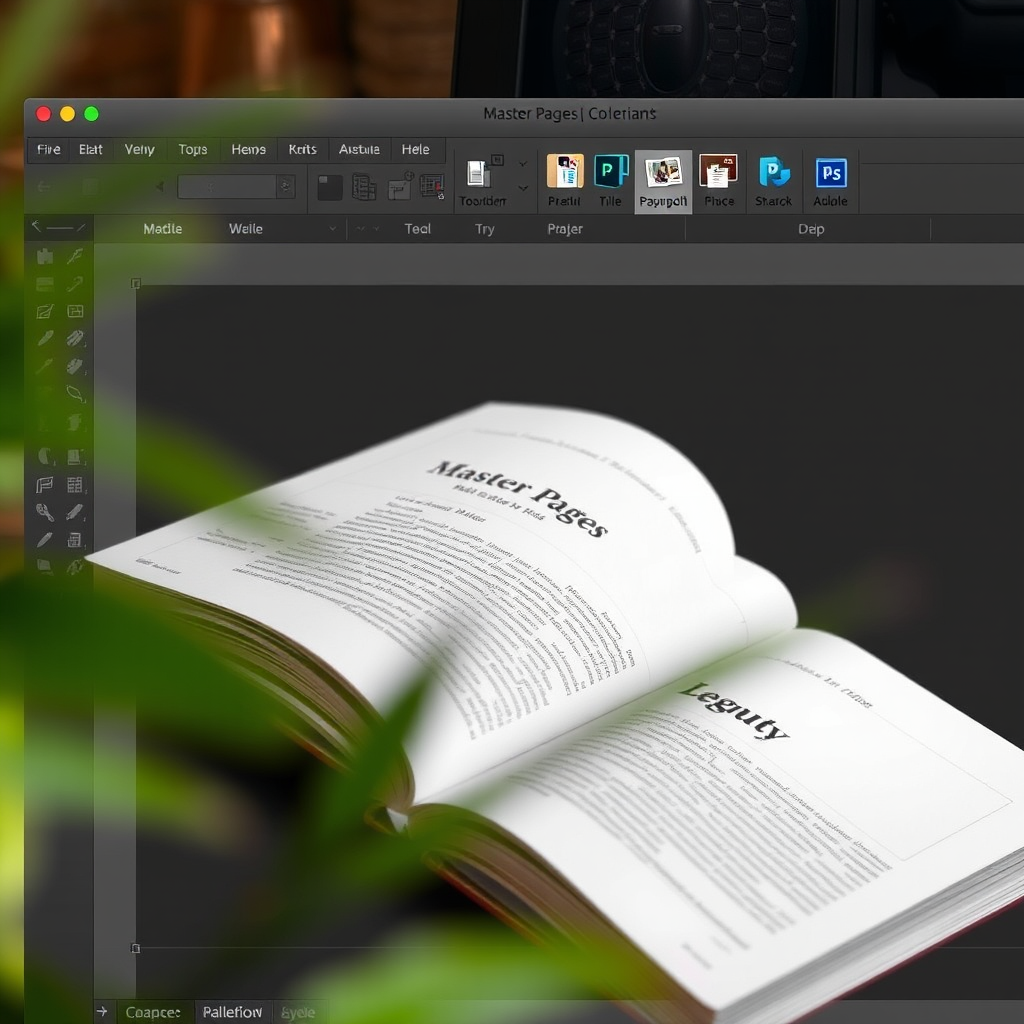 Interface de Adobe InDesign mostrando la maquetación de una revista o libro, con páginas maestras, estilos de párrafo y herramientas de composición tipográfica